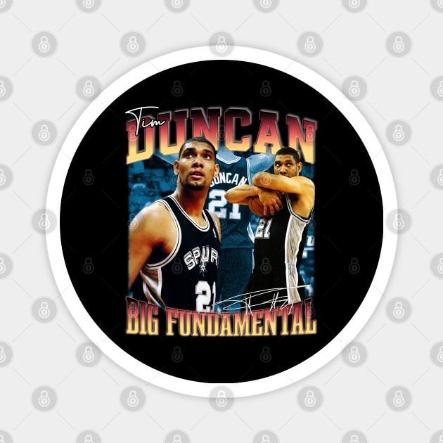 Tim Duncan The Big Fundamental Basketball Signature Vintage Retro 80s 90s Bootleg Rap Style Magnet by CarDE